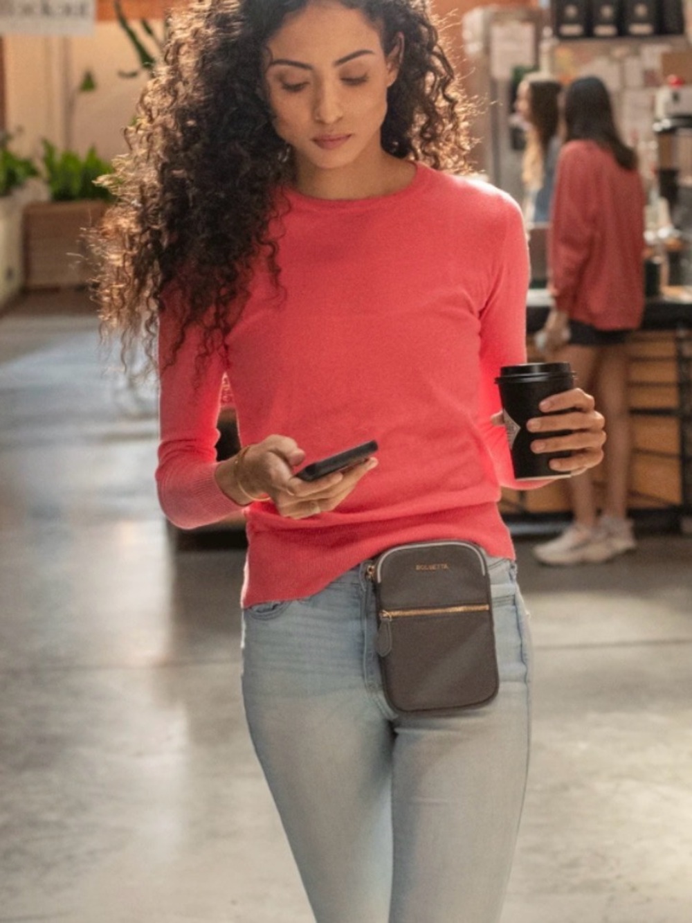 Metallic Gray Magnetic Hip Band with Front Zip Pocket